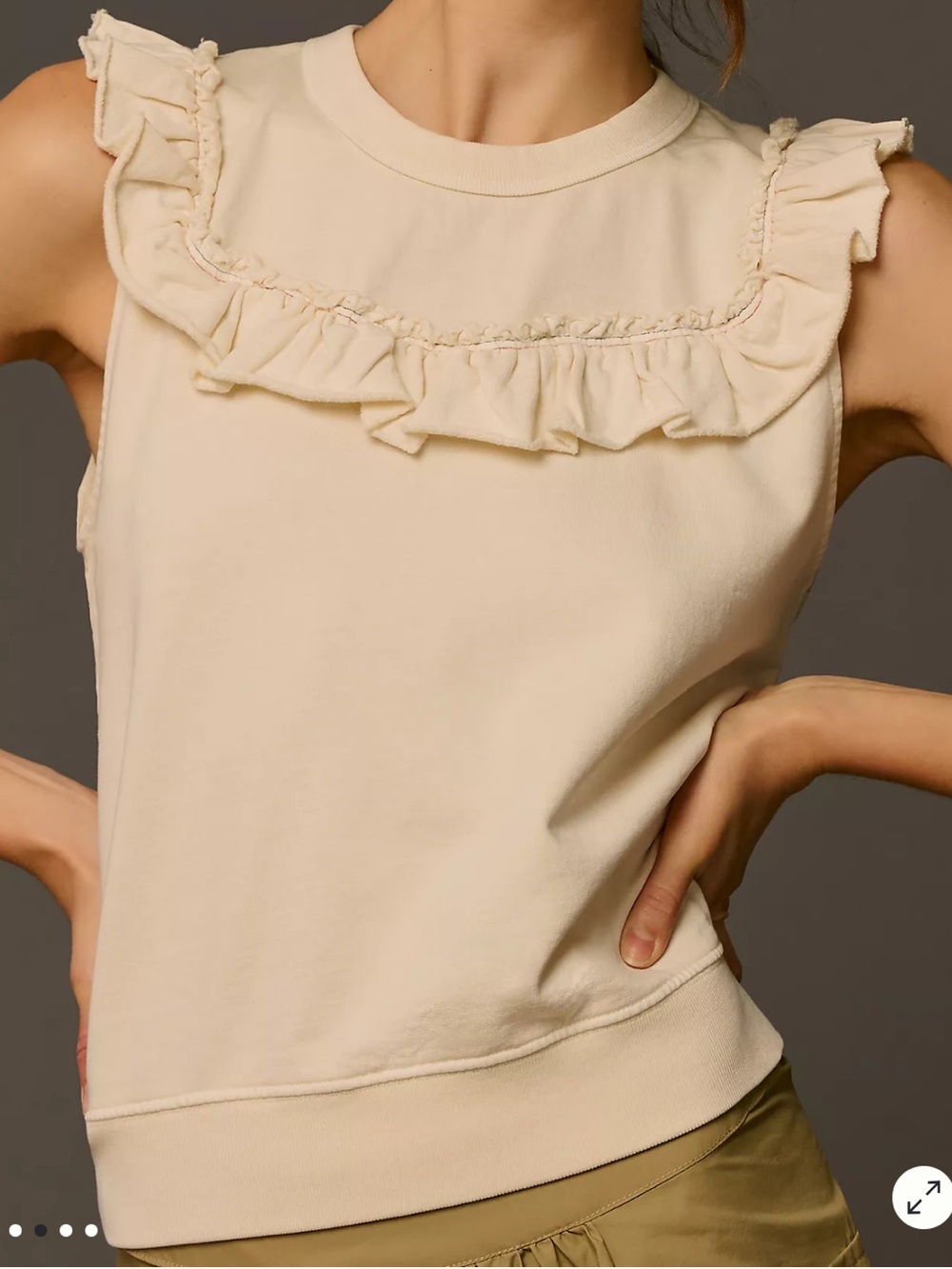 Clare V. Sweatshirt Vest Size XL Cream Beige Cotton Top